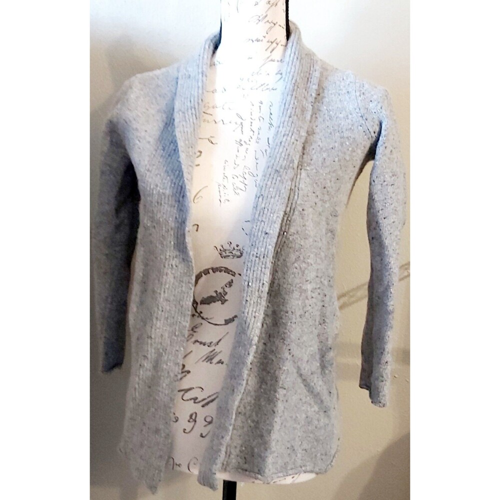 J. Jill Womens Cardigan Wool Cashmere Sweater Gray Long Sleeve Open Front Medium